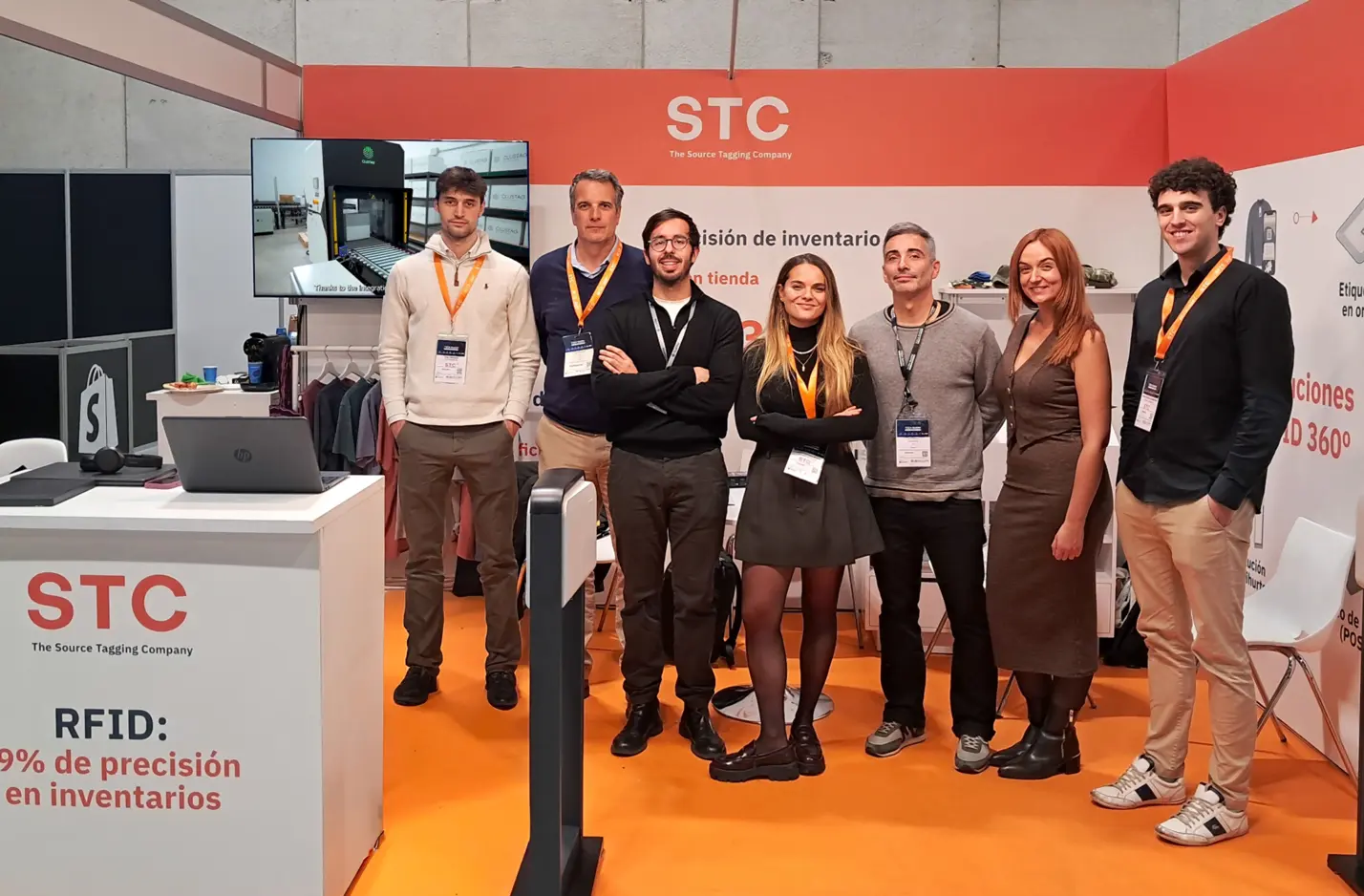Clustag and STC team in the stand of an event