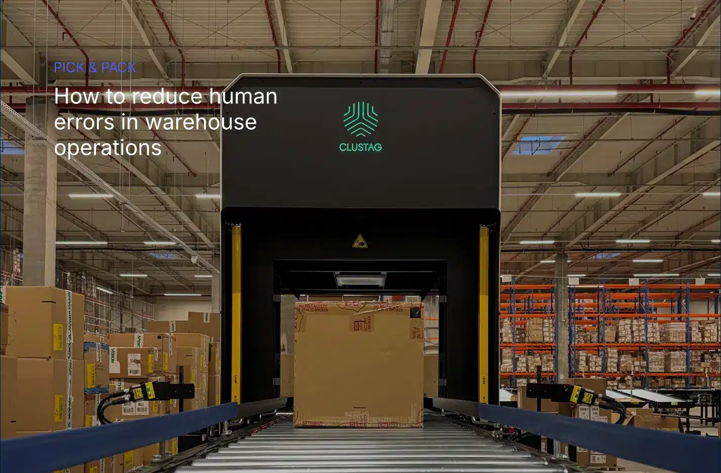 A box passing into an RFID tunnel to be scanned with RFID technology